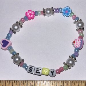 Sexy Beaded Stretch Bracelet Pink Blue Y2K Handcrafted Adult Humor Jewelry